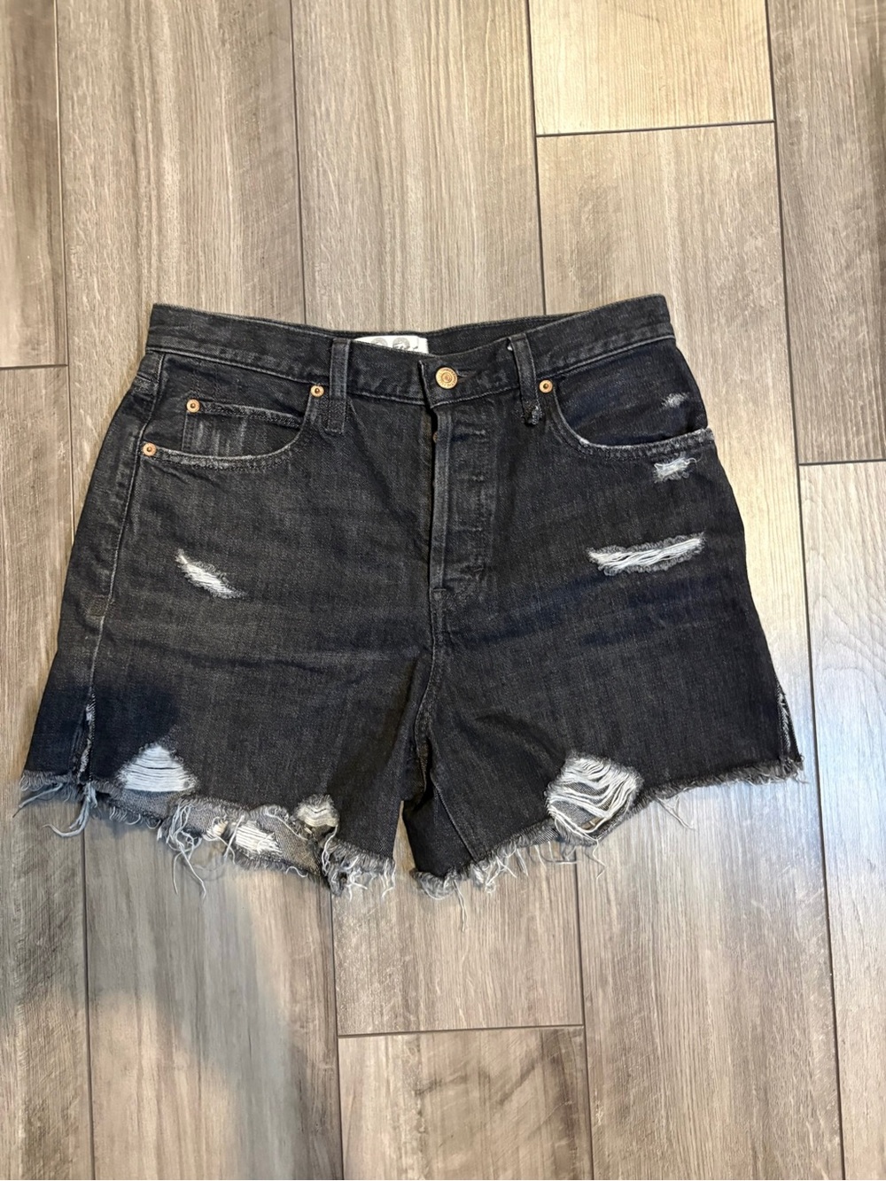 Free People Black Denim Shorts
